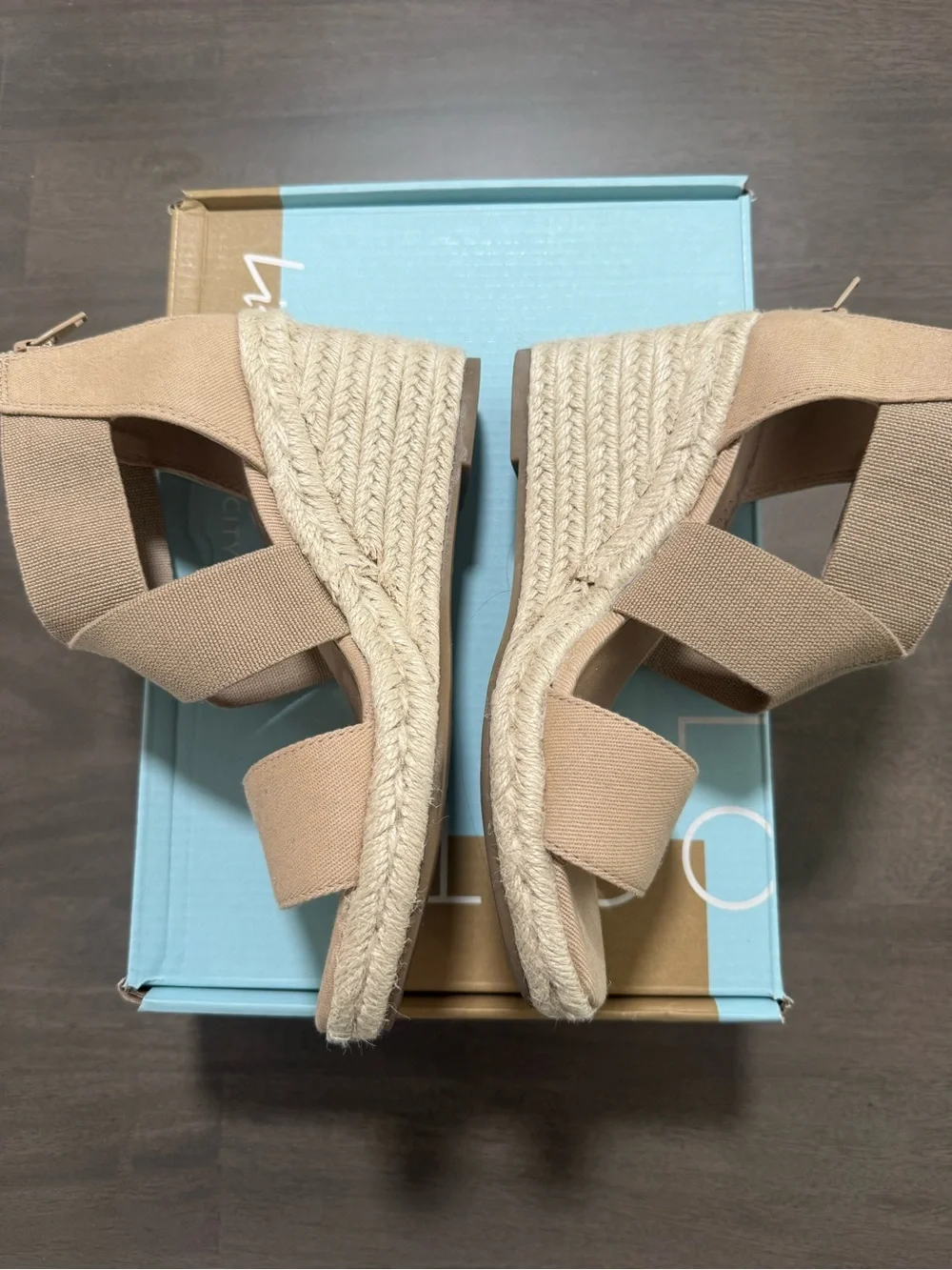 Life Stride Women's Beige Crisscross Espadrille Wedge Sandals